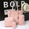 4pcs/set Litchi Leather Tassel Women Tote Shoulder Handbag Card Bags (Pink)