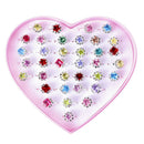 36pcs Crystal Adjustable Rings Kids Child Girls Diamate Costume Ring Jewellery