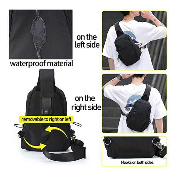 Mens Waterproof Sling Chest Bag Sport Cycling Travel Shoulder Crossbody Backpack