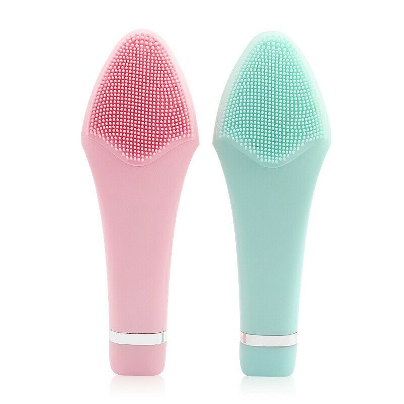 Green Facial Cleansing Brush Sonic Vibration Face Cleaner Silicone Deep Por K2Q2