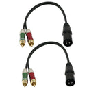 2x Audio Cable- 12Inch Splitter Patch Y Cable - 1 XLR Male to 2 RCA Male