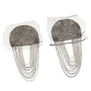 1 pair of black elegant shoulder flap brooch with tassel chain - unisex jewelry