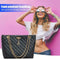 Fashion Leather Handbag Women Large Top-handle Bags Shopping Tote (Black) A