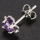 Austrian Crystal Flower Stud Earrings for Women Purple