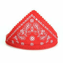 Dog Puppy Pet Bandana Scarf Paisley Pattern with Leather Collar Red S