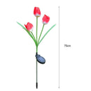 3 Heads Solar Power LED Simulation Tulip Light Garden Landscape Lamp (Red) A