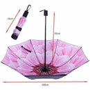 Three Fold Sun Rain Umbrellas Woman Flower Printing Black Shading Coating U