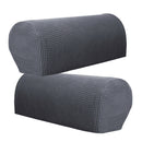 Set Of 2 Sofa Armrest Cover Stretch Fabric For Couches Armchairs Gray