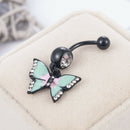 Fashion Butterfly Button Body Piercing Navel Ring Stainless Steel Jewelry