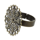 10 Ring support Flower Metal Bronze Ring Plateau Adjustable 25mm Metal Bron