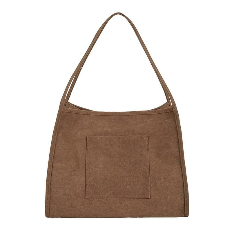 Solid Color Shoulder Handbags Canvas Women Large Top-handle Bags (Coffee)