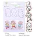 Playing Bear Silicone Clear Stamp + Cutting Dies Stencil Craft Scrapbook A