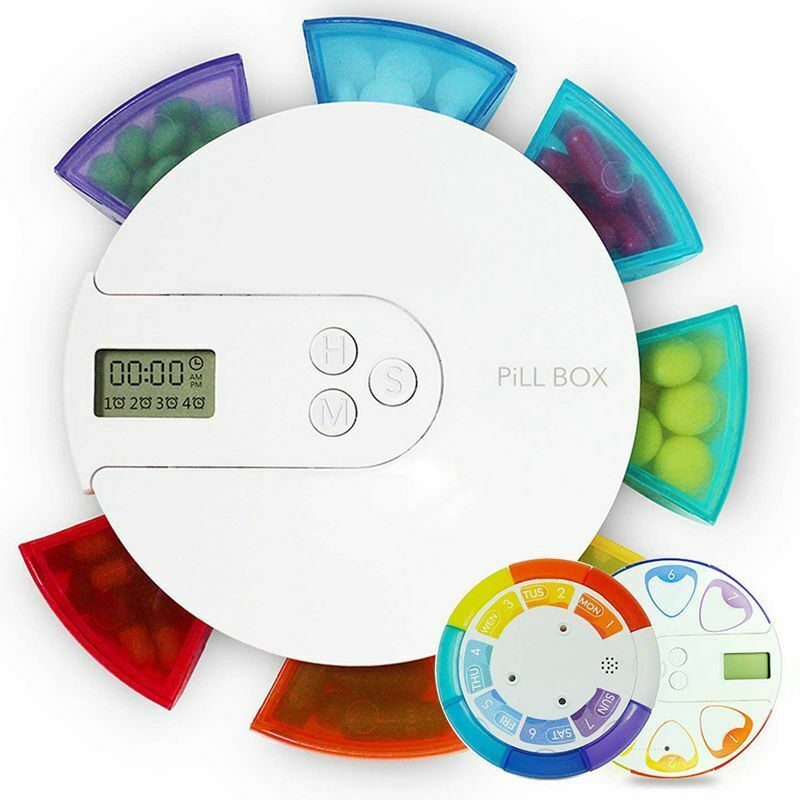 7 Day Pill Box Alarm-DIY Digital Small Pocket Pill Organizer Timer,Travel P E3H6