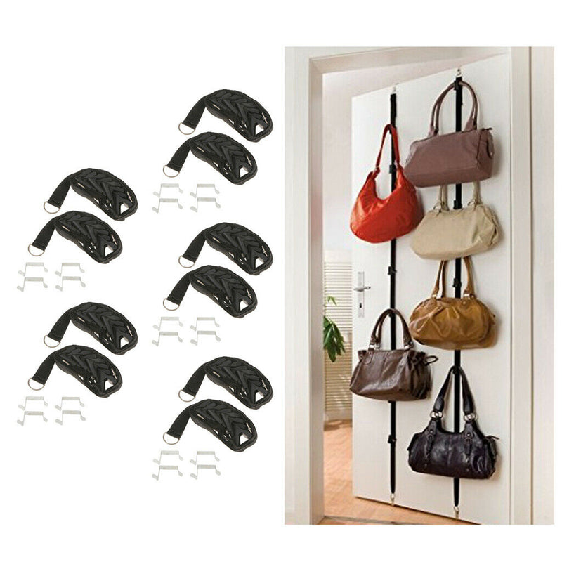 5 Pcs Black Over-the-Door 8 Hook Hanger Scarf