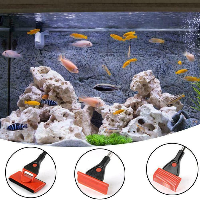 Rotatable Fish Tank Clean Brush Scraper Algae Aquarium Cleaning Rod Long To J7R2