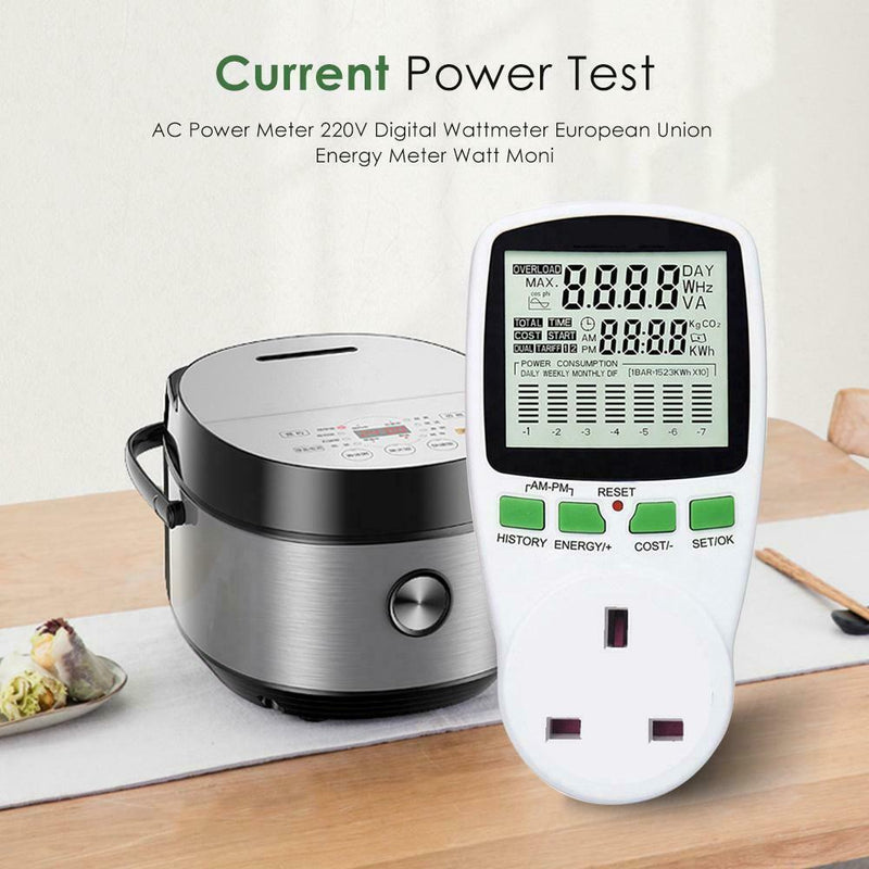 AC Power Meter 220V Digital Wattmeter European Union Energy Meter Watt (UK) A