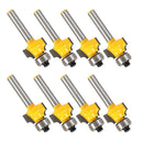 8Pcs 1/4" Shank 1/8" Radius Round Over Router Bit Woodworking Chisel Cutter