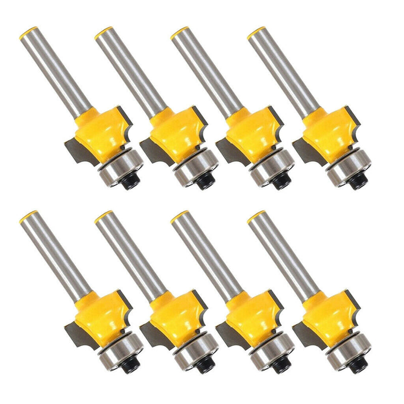 8Pcs 1/4" Shank 1/8" Radius Round Over Router Bit Woodworking Chisel Cutter