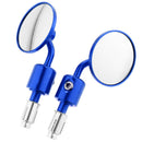 1 Pair Motorcycle Rearview Mirrors Round CNC Material 7/8" Bar End Blue