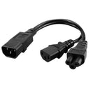 Single C14 To C13 + C5 Y Type Splitter Adapter Cable Socket Adapter