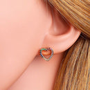 Fashion Cubic Zirconia Geometric Hollow Round Love Type Earring Bohemian Gi