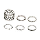 6pcs Punk Style Fashion Ring Arrow Hollow Knuckle Ring Unisex Retro Jewelry A