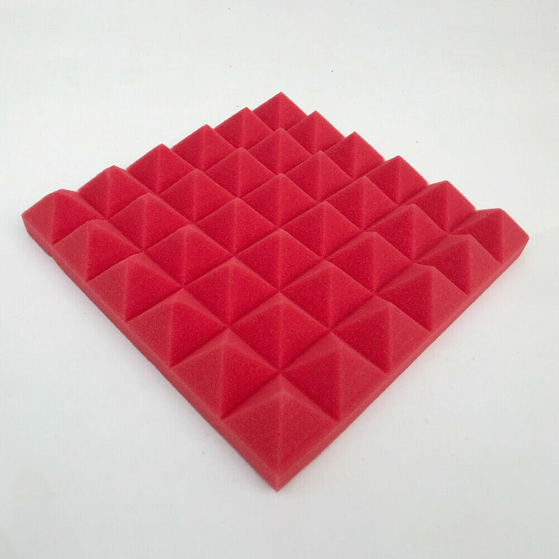 10x Soundproofing Foam Pads Polyurethane Studio Room Sound Treatment (Red)