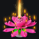 Musical Charming Lotus Flower Rotating Happy Birthday Party Gift Lights Candle J