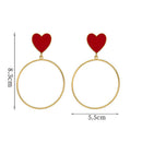 Fashion Women Love Heart Big Circle Pendant Stud Earrings Statement Jewelry FT