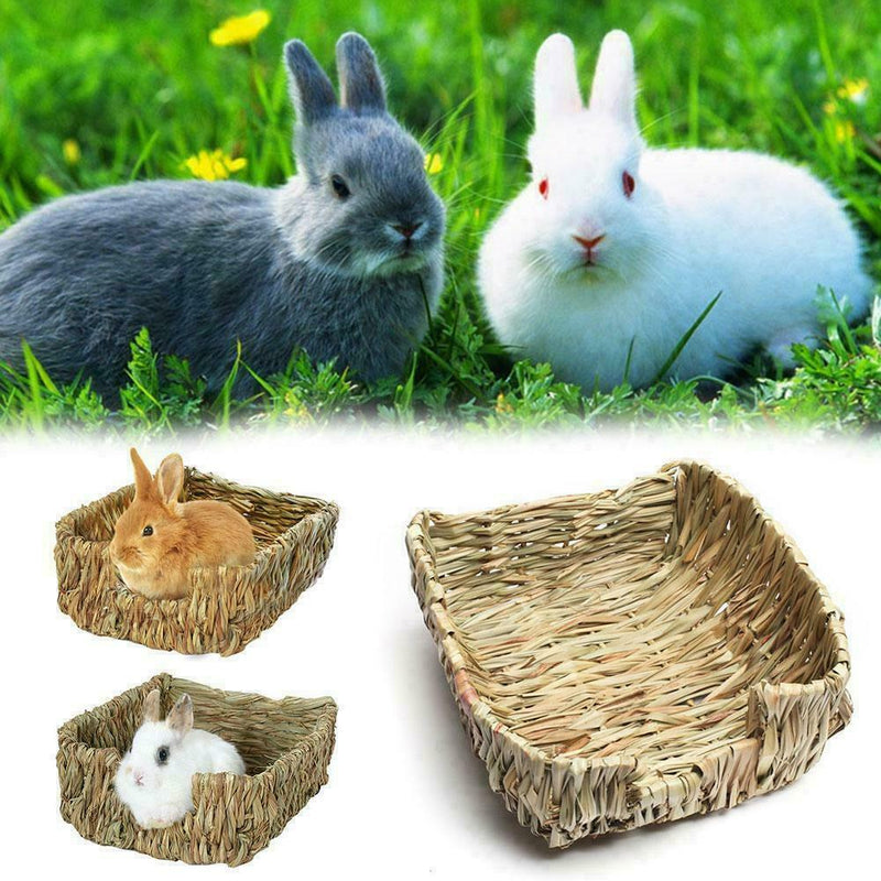 Grass Woven Guinea Pig Rabbit Hamster Bed Mat Straw Nest Pad Pet Bump Cage I9T1