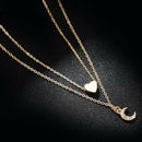 Fashion Women Multilayer Love Heart Moon Pendant Choker Necklace Jewelry Gif&+