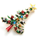 New Women Brooch Enamel Rhinestone Crystal Christmas Tree Pin Holiday Party Gift