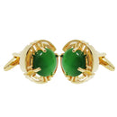 Mens Round Green Opal Cufflinks Shirt Business Cuff Links Wedding Jewelry