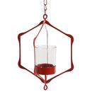 Iron Hollow Candle Holder Candelabrum Lantern Wall Hanging C - Red