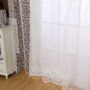 2Pcs Flocking Sheer Window Curtain Balcony Tulle Divider Panel White 1x2.8M