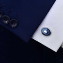 Blue Oval Shape Cufflinks Tuxedo Set for Men Coat Clothes Sleeve Accessories