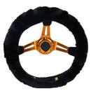Car Soft Elastic Winter Warm Plush Steering Wheel Cover(Black)