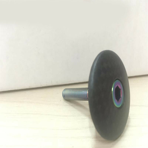 1-1/8 inch Matte Carbon Fiber Cycling Headset Stem Top Cap Titanium Bolt Ro