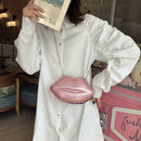 Lips Women PVC Handbags Chain Messenger Bags Shoulder Party Clutch (Pink) SN9F
