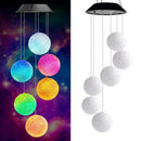 Solar Powered Wind Chime Light String Crystal Ball Color Change Outdoor Wat