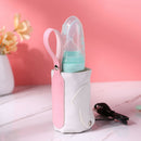 USB Mug Baby Milk Warmer Heater Feeding Bottle Insulated Bag (Pink White) A