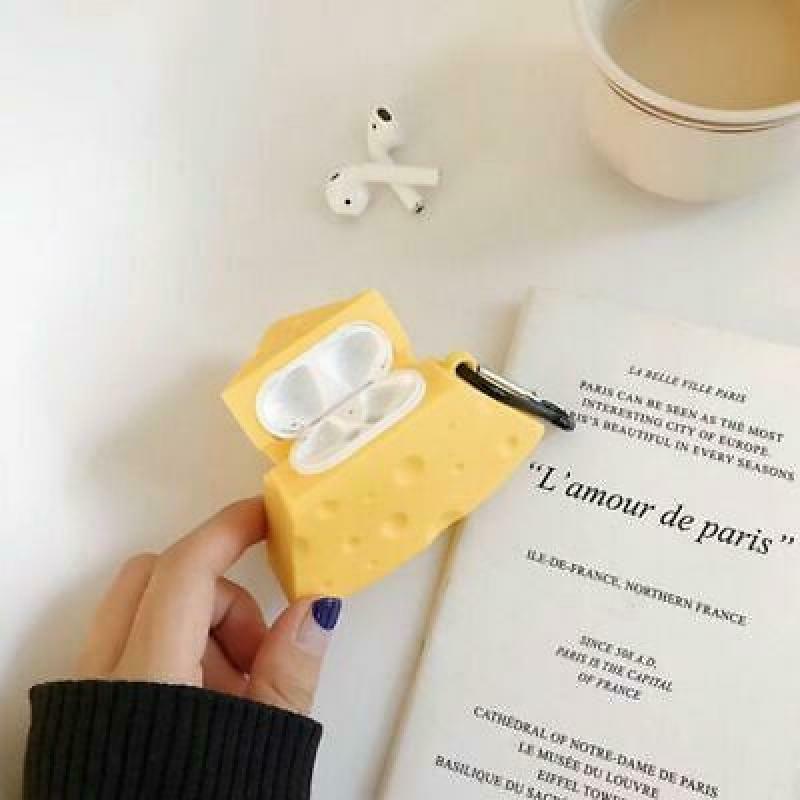 Yellow Cheese Pattern Protective Case Shockproof Silicone Cover Skin for Airpods