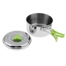 Folding Handle Stainless Steel Cooking Camping Pot For 1-2 Person