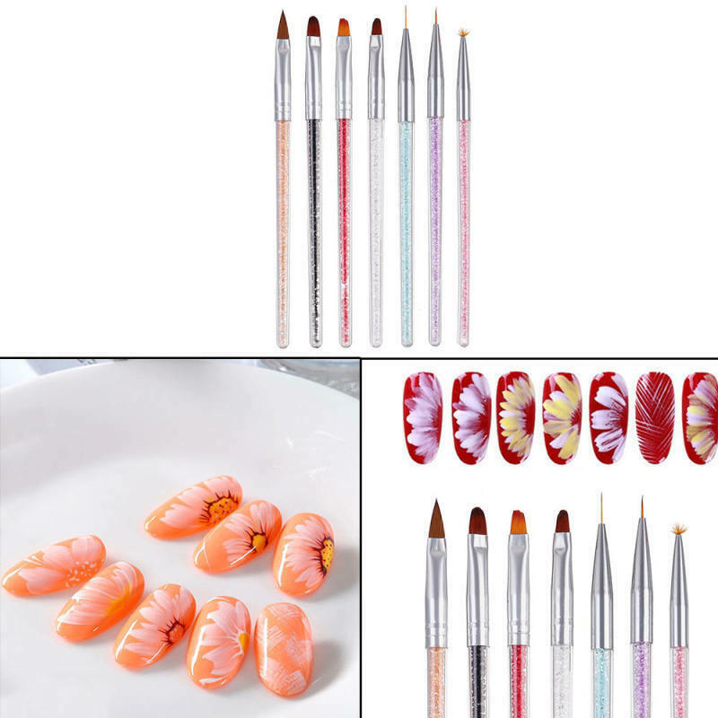 7Pcs Acrylic Nail Art Pen Tips UV Builder Gel Painting Brush Manicure Set  ILE