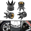 4 x Black Chrome Crown Tire/Wheel Air Stem Valve Caps for car-truck-bicycles //