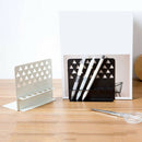 White New Creative Metal Bookends with Pen Holder Desk Organizer Stand Offi