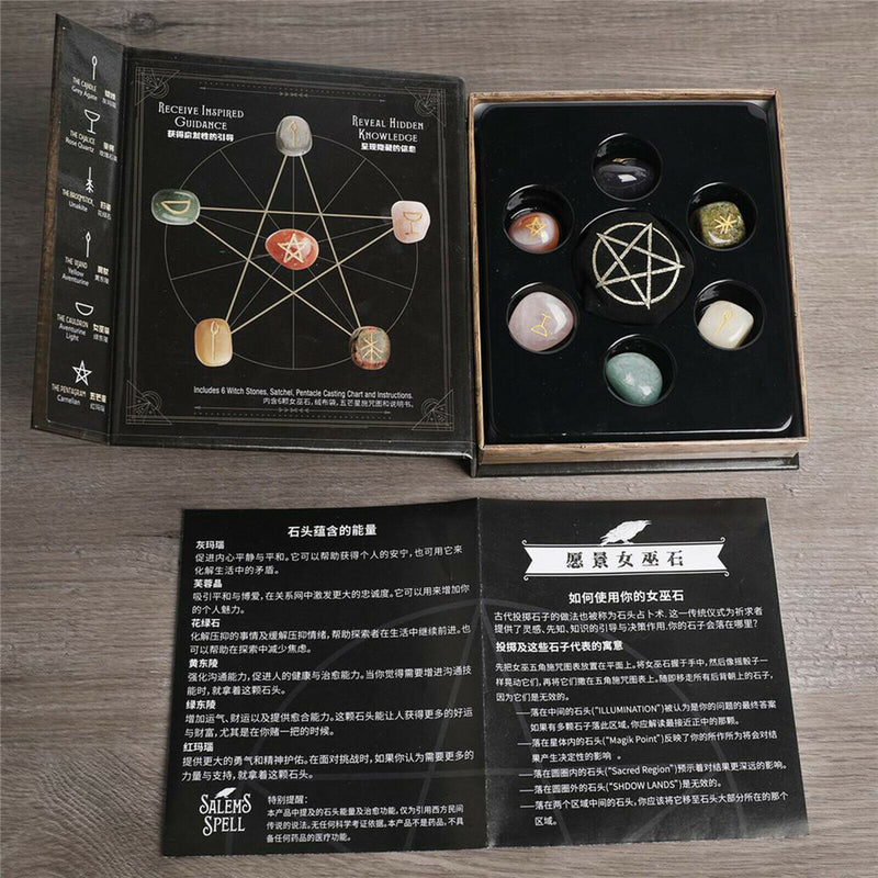 6xCrystal Stones Witch Stones Reiki  Stone Divination Meditation Yoga Home Decor