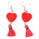 Simple Temperament Girl Heart Ball Velvet Tassel Earrings Long Stud EarringsF8J2