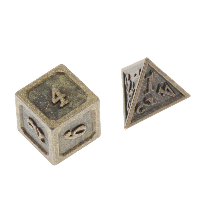 7 Pieces Durable Metal Dices Set - DND Game Polyhedral Solid Metal D&D Dice Set