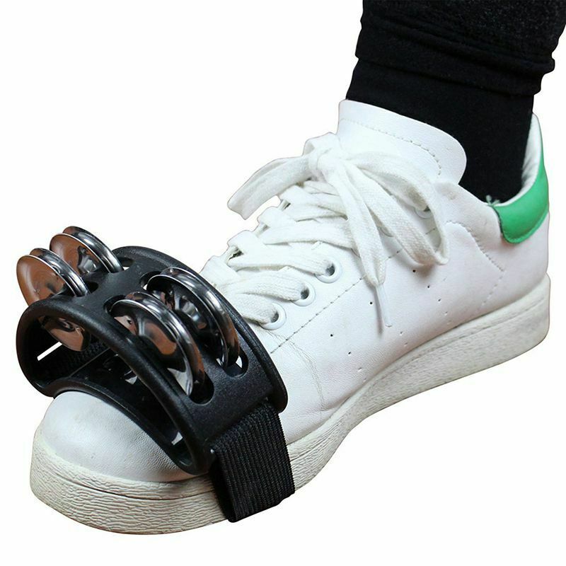 Percussion Foot Tambourine with Metal Jingles, Black